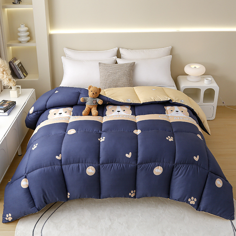 Picture of Factory wholesale thick warm winter quilt single student dormitory quilt double core bedding four seasons feather silk quilt