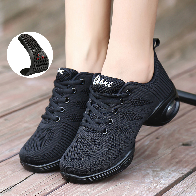 Black Dance Shoes Outer Wear Fashion Yang Liping Square Dance Shoes Breathable Summer Dance Shoes Women's Soft Sole Fitness Dance Shoes