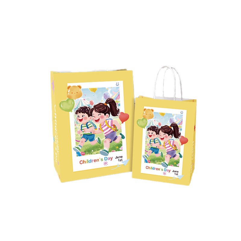 Picture of Kraft Paper Tote Bag Kindergarten Children's Day Coffee Milk Tea Takeaway Paper Bag Birthday Gift Gift Accompanying Gift Bag