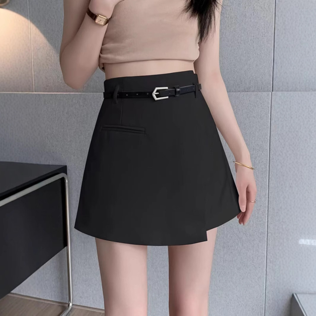 Petite Fashion Casual Pants Women Summer Shorts Style High-End Gray Versatile Design A-Line Skirt New Short Skirt Pants
