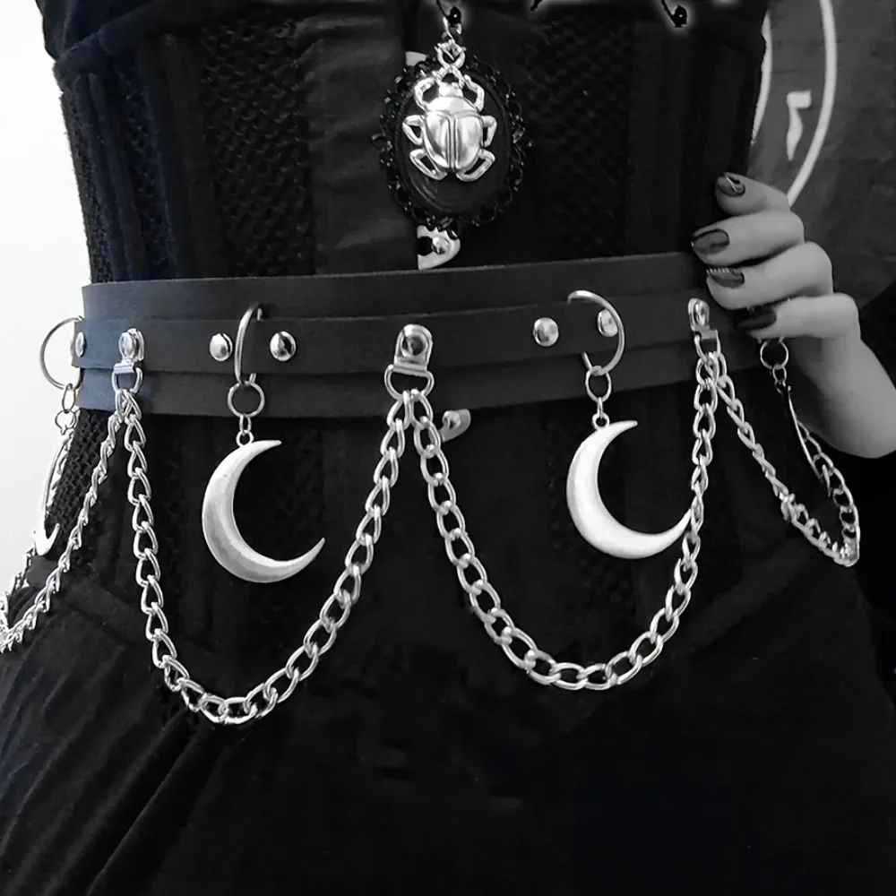 Punk Style Hip-Hop Moon Chain Waist Belt Dress Decoration JK Skirt Decorative Belt Fashionable Women's Waist Chain