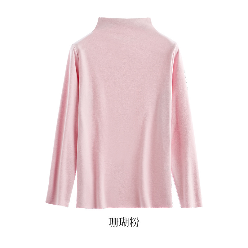 Picture of De velvet half turtleneck bottoming shirt for women autumn and winter New thickened warm inner wear long sleeve T-shirt tight top