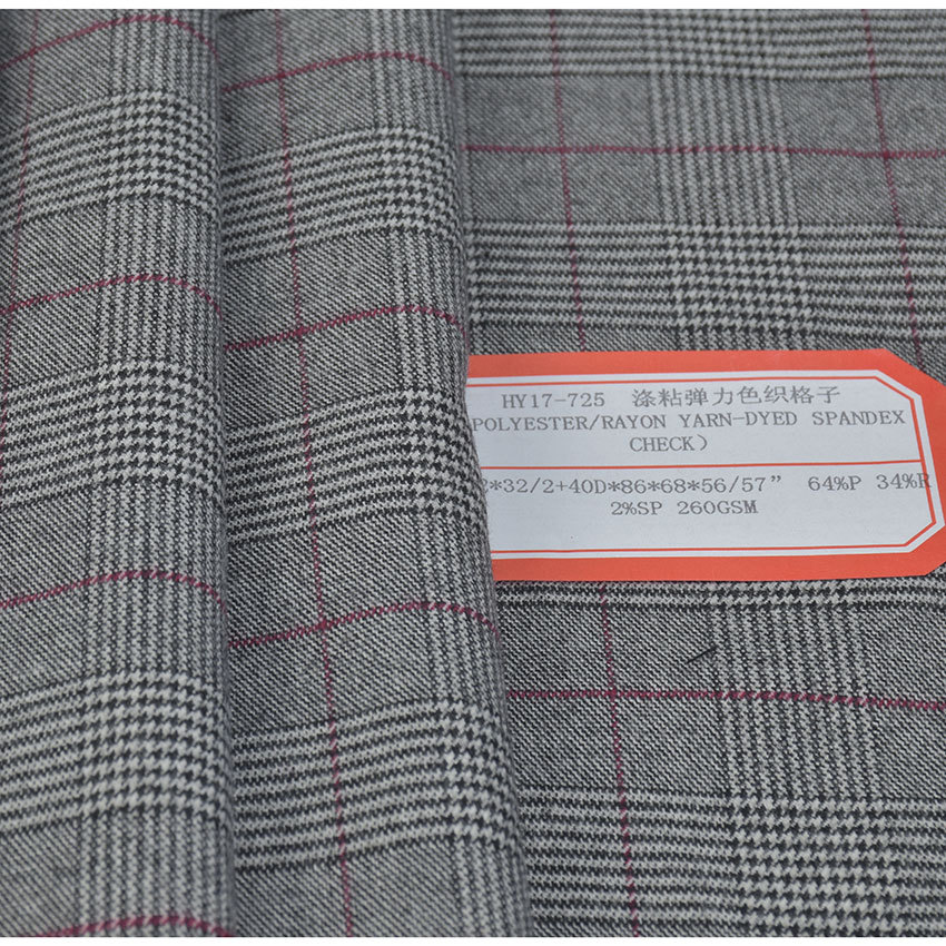 Picture of Yarn-dyed polyester viscose fabric yarn-dyed polyester viscose plaid trousers tr yarn-dyed fabric yarn-dyed stretch fabric striped plaid fabric