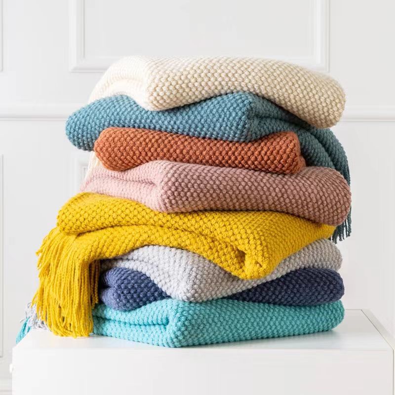 Picture of Advanced Entry Luxury Bean Blanket Autumn and Winter Travel Office Sofa Blanket Nap Shawl Warm Solid Color Aviation Blanket