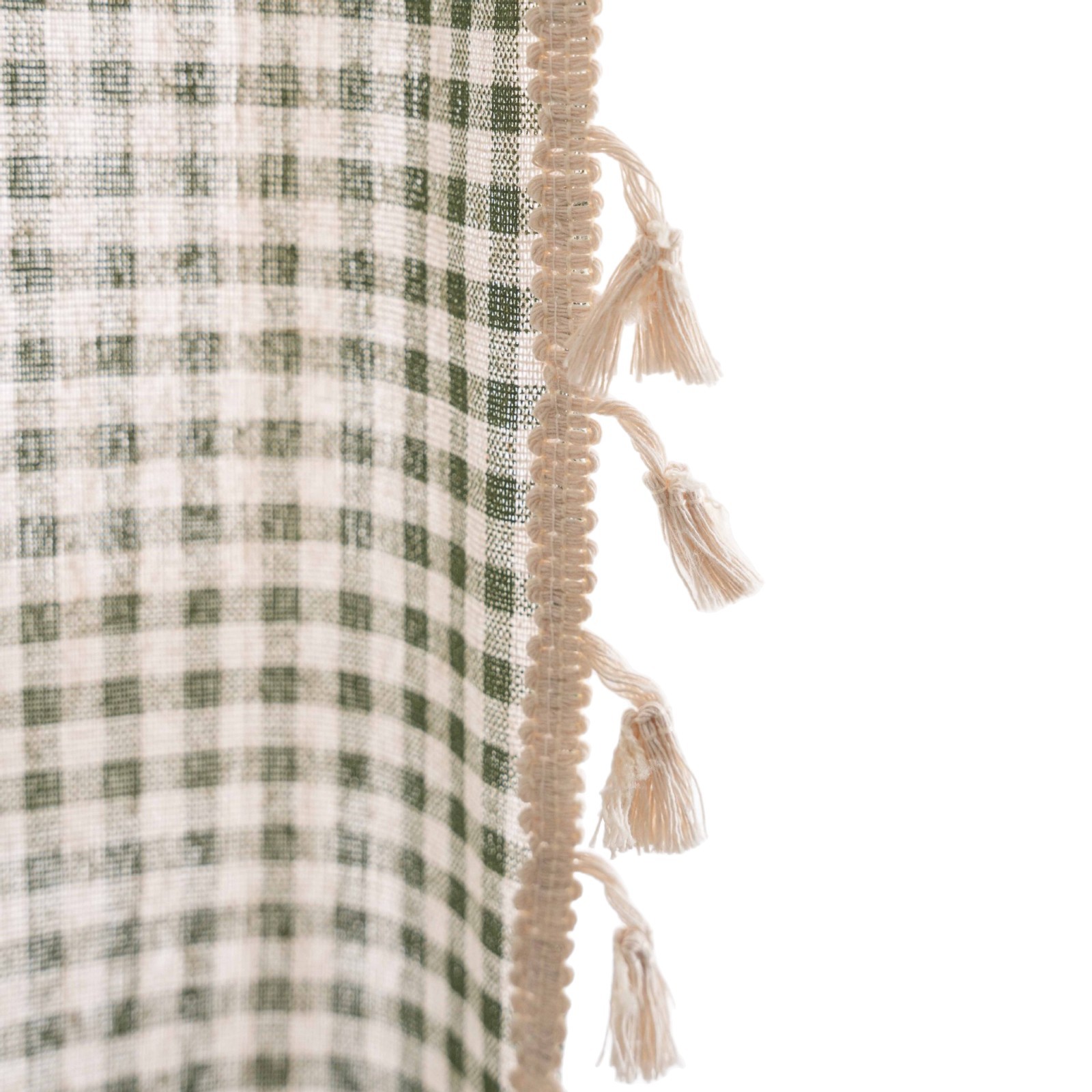 Picture of Flying cat cross-border new curtain plaid printed kitchen curtain beige tassel semi-shading decorative curtain factory wholesale