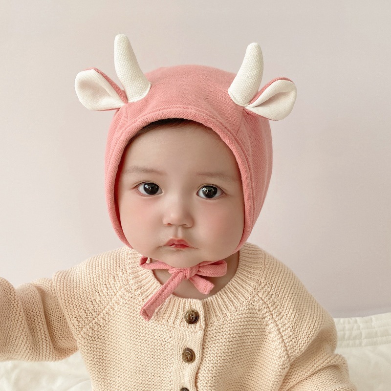 Picture of Baby Hat Spring and Autumn Baby Cute Super Cute Autumn and Winter Baby Ear Protection Newborn Female Baby Fetal Hat Boy