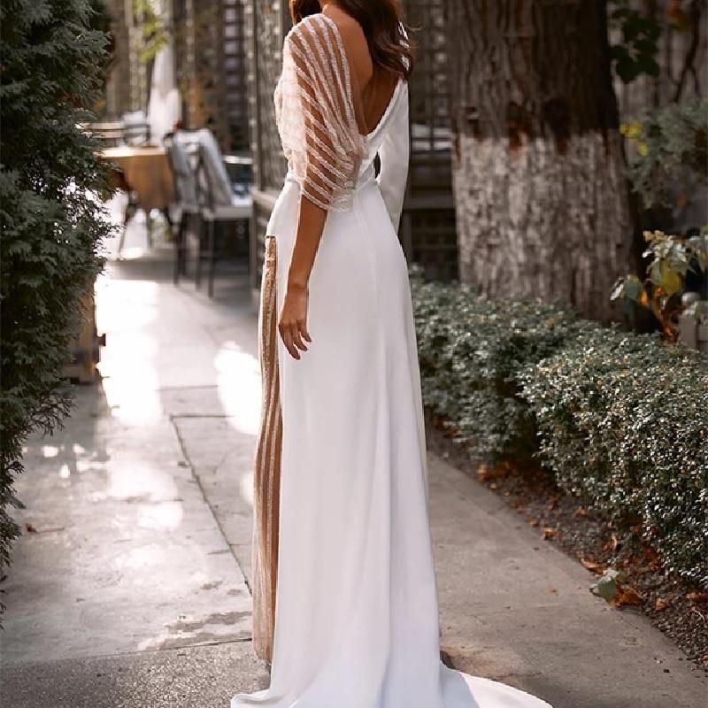 Picture of 2025 New Cross-Border Amazon Women's Clothing Spliced V Neck Lace Asymmetrical Dress Skirt Pure Color Spring Dress