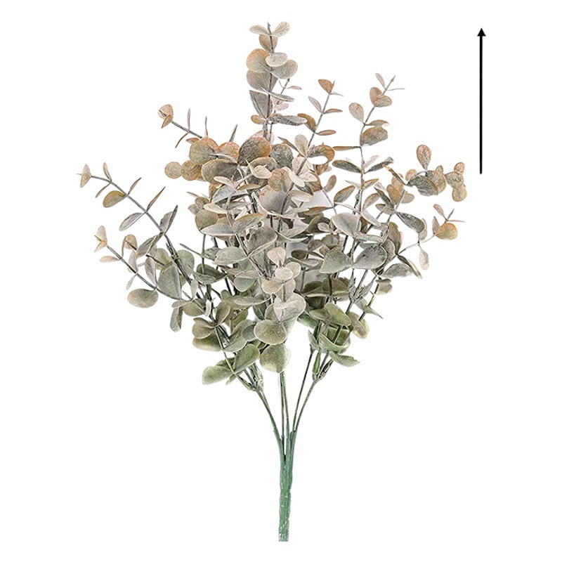 Cross-Border Artificial Flower Scandinavian Small 5-Pronged Eucalyptus Eucalyptus Money Leaf Artificial Flower Green Leaf Home Wedding Decoration