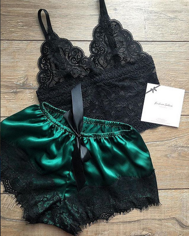 Cross-border exclusive for European and American Foreign Trade Amazon popular pajamas lace bra two-piece underwear nightdress