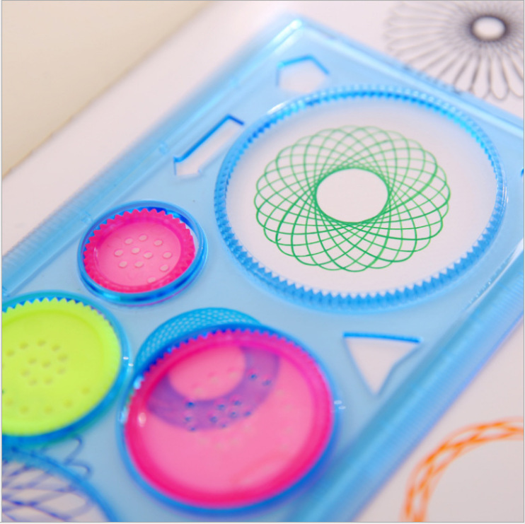 Picture of Creative puzzle four-color transparent magic ruler template ruler drawing board ruler children's student ten thousand flower ruler unisex ruler