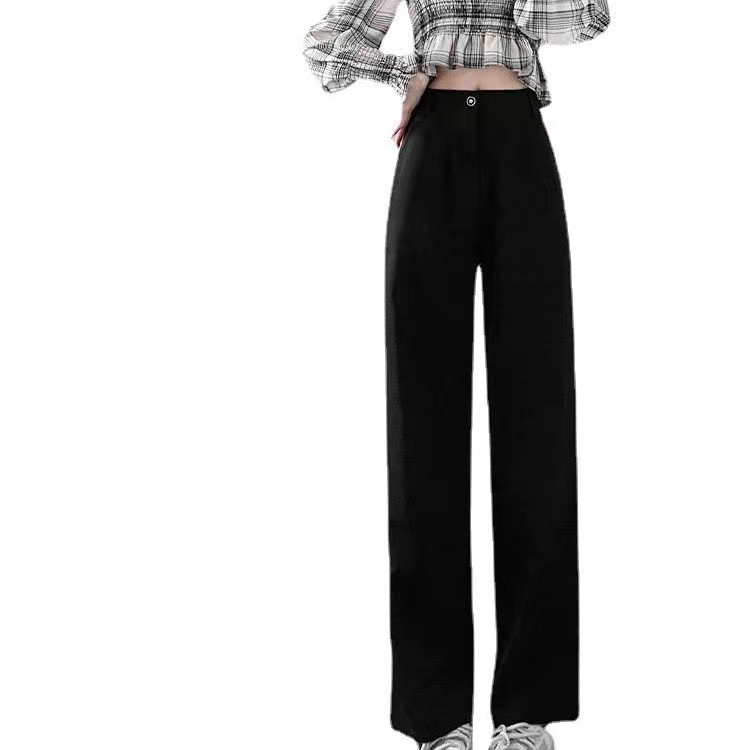 Fashion Wide Leg Pants Women's Pants Summer Thin Dape Straight Pants Small Summer Pants Black suit pants