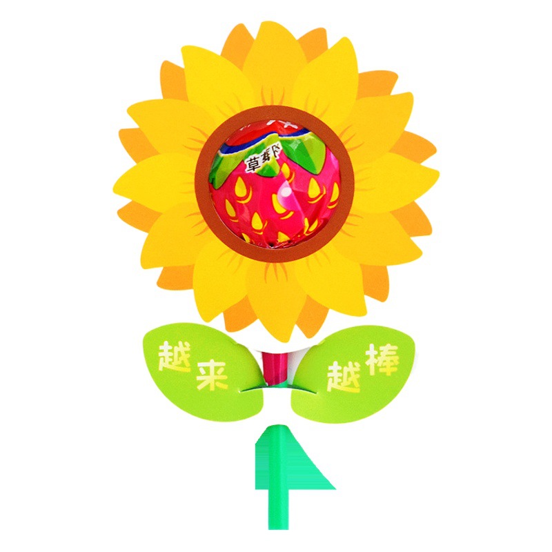 Small red flower lollipop cardboard incentive text flowers send candy card for kindergarten students gift wholesale