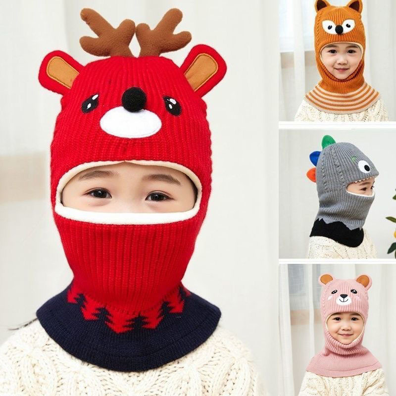 Children's Hat Autumn and Winter 3-24 Months Ear Protection Integrated Wool Warm Ear Protection Neck Boys' Girls' Baby Hat