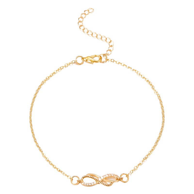 Picture of European and American Cross-border Retro Infinite 8-character Symbol Ring Buckle Korean Exquisite Anklet Distinctive Diamond-encrusted Beach Anklet for Women