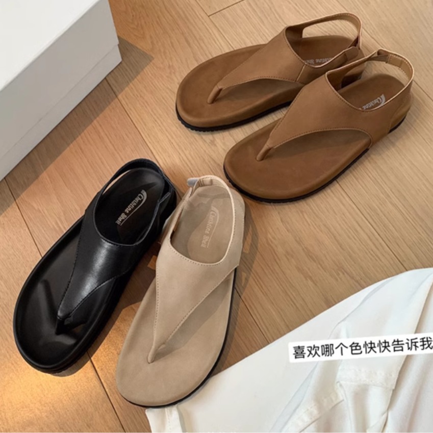 [Same Style as Grape Mom] Midsummer Island ~ Minimalist Herringbone Flip-Flop Casual Thick-Soled Beach Roman Sandals for Women in Summer