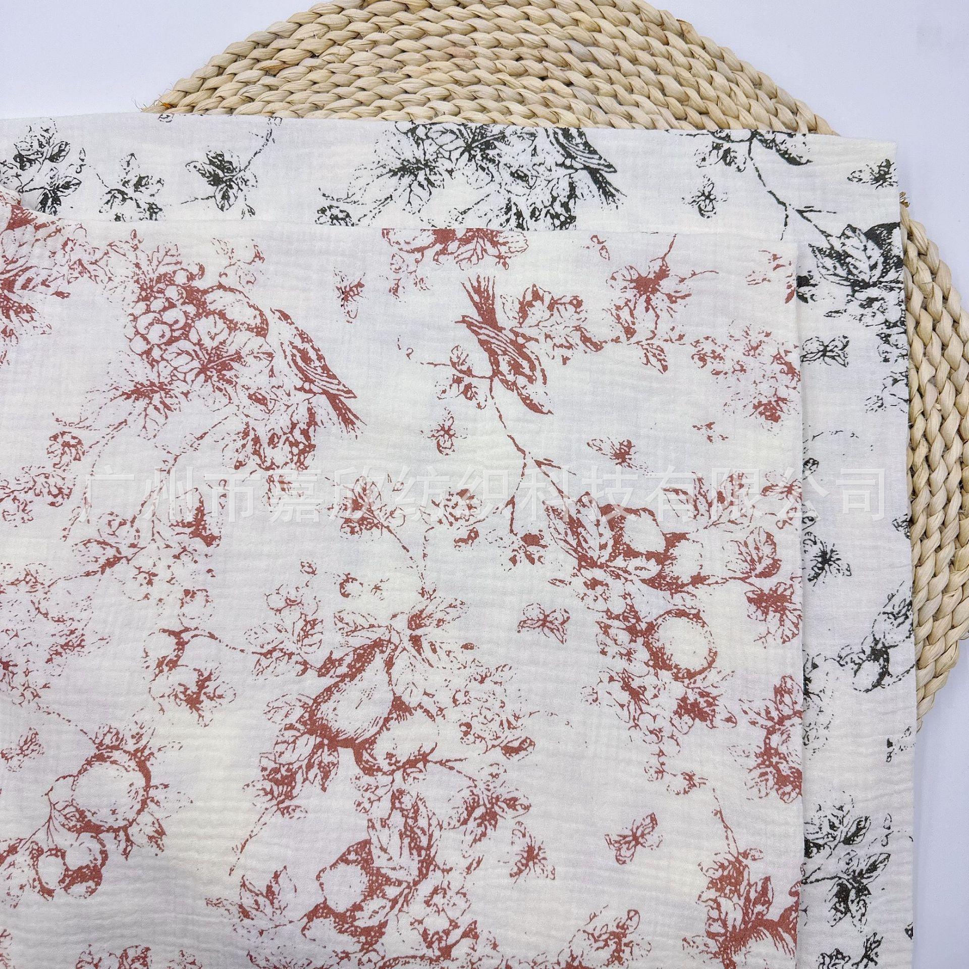 Double-Layer Yarn Texture Cotton Yarn National Style French Fruit Baby Children Zou Gauze Yuezi Home Clothes Sleeping Dress Fabric