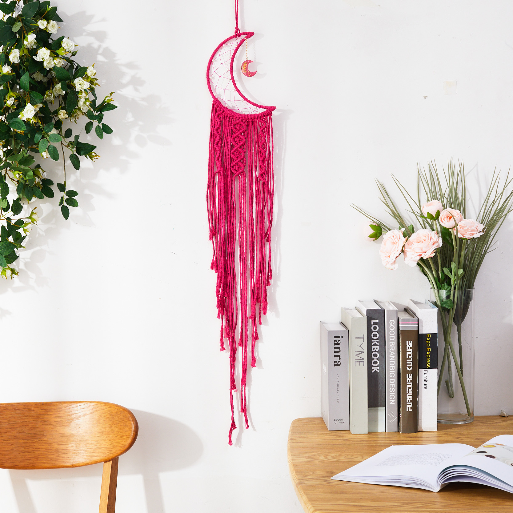 Picture of Cross-Border Hot Selling Moon Dream Catcher Hand-Woven Cotton Rope Tapestry Bohemian Style Wall Hangings
