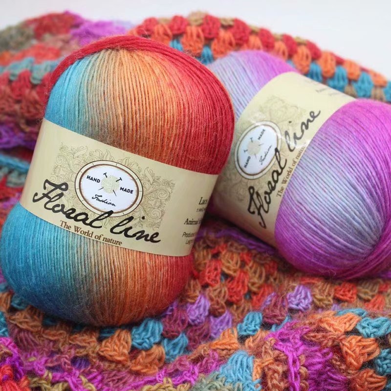 400 m Rainbow Wool Line Long Dyed Gradient 100g Group Single Strand Hand Woven Hat Shawl Coat Line Full Shipping