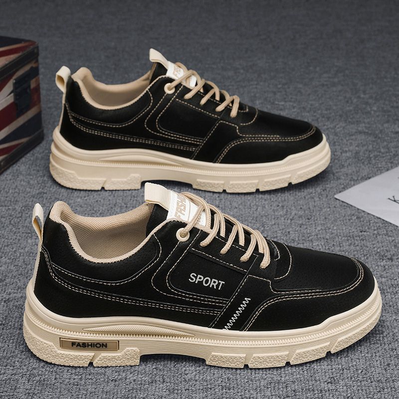 Men's Shoes Autum Breathable 2025 New Trend Versatile Casual Sneakers Men's Low-Cut Workwear Leather Boots