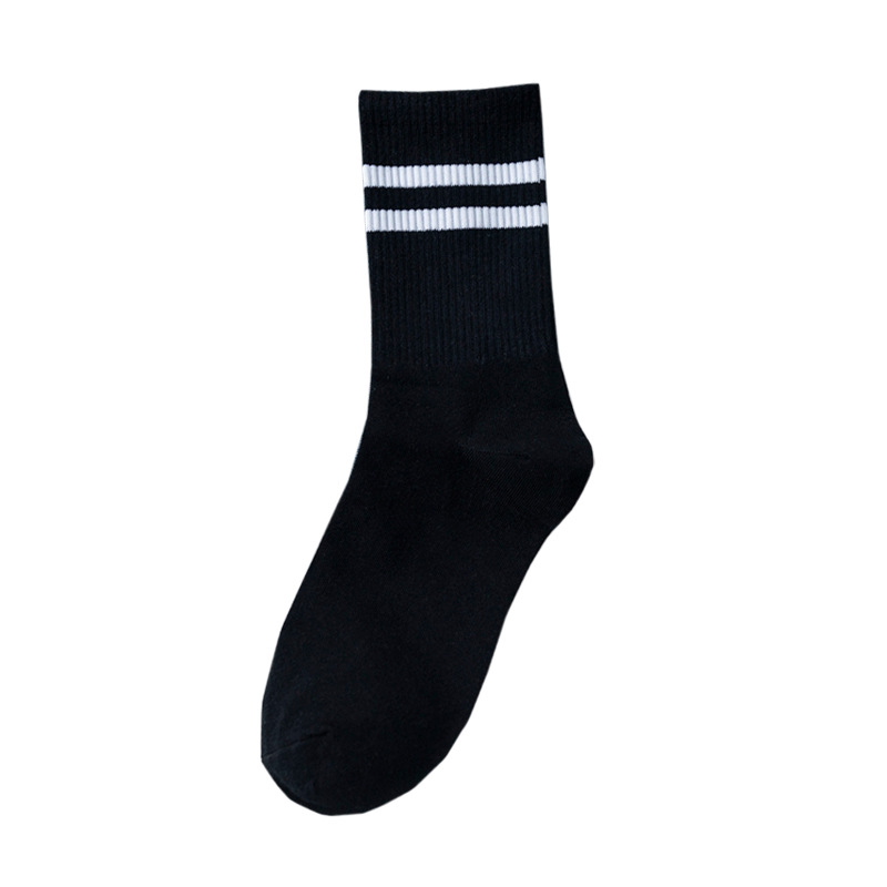 Picture of Socks women's mid-calf length socks men's deodorant cotton couple socks student stockings ins trendy long black white spring and autumn cotton socks