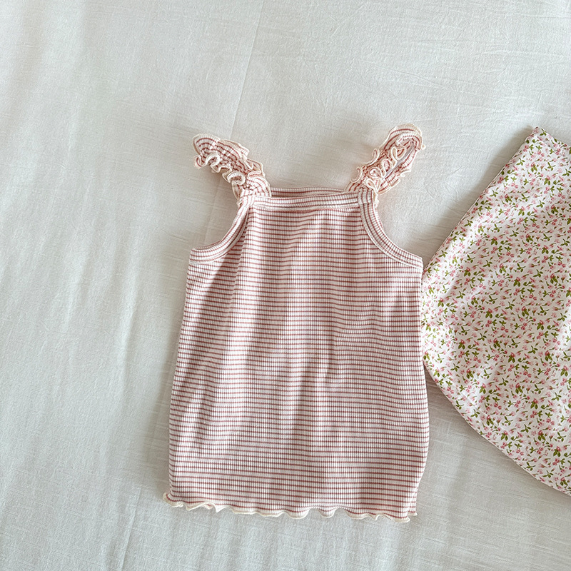Picture of Girls' Camisole 2025 Baby Girl Summer Children's Korean-style All-match Cute Pit-stripy Color Line Camisole