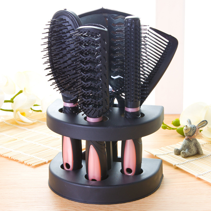Picture of Cross-Border Supply Mirror Comb 5-Piece Hairdressing Comb with Base Set Massage Scalp Beauty Comb Yiwu Supply