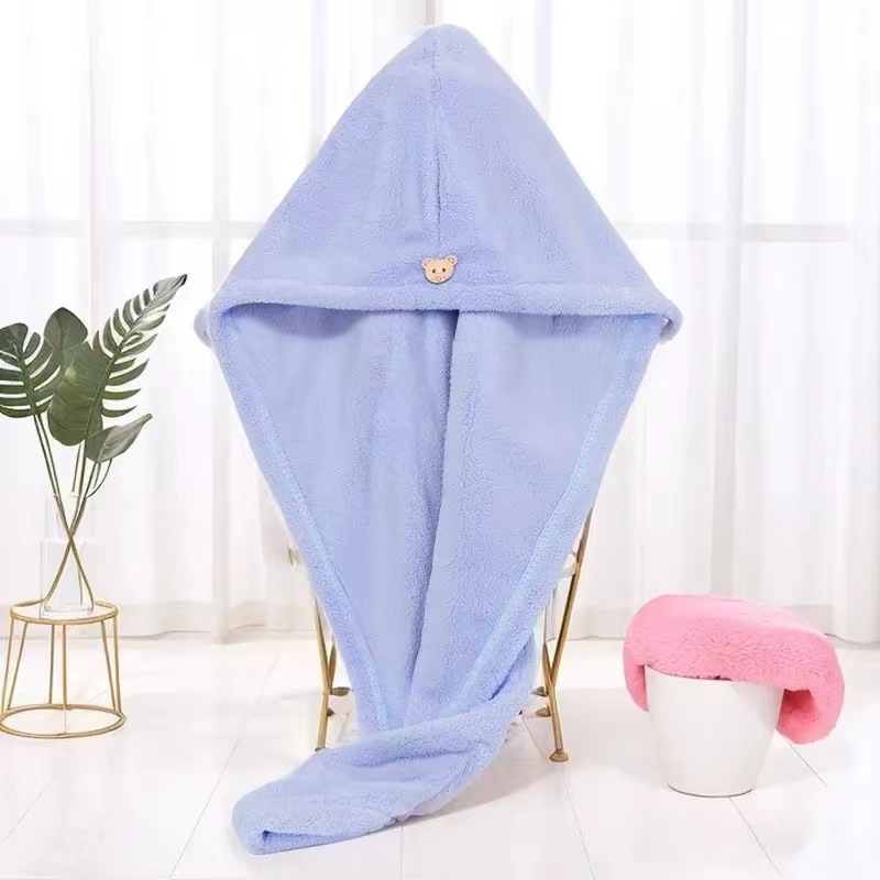 Picture of Class a Dry Hair Cap Thickeneded Super Absorbent Quick-Drying Shower Cap Double Layer Coral Velvet Edge Dry Hair Towel Ready for Sale