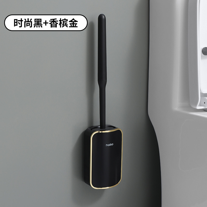 Picture of Silicone Toilet Brush Household No Dead Corner Toilet Brush No Punching Wall-Mounted Bathroom Squat Toilet Cleaning Brush
