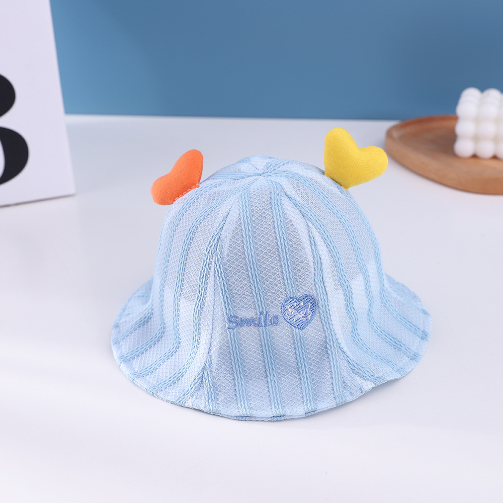 Picture of Striped Love Baby Mesh Hat Summer New Baby Hat Embroidered Baby Sun Hat 3-12 Months
