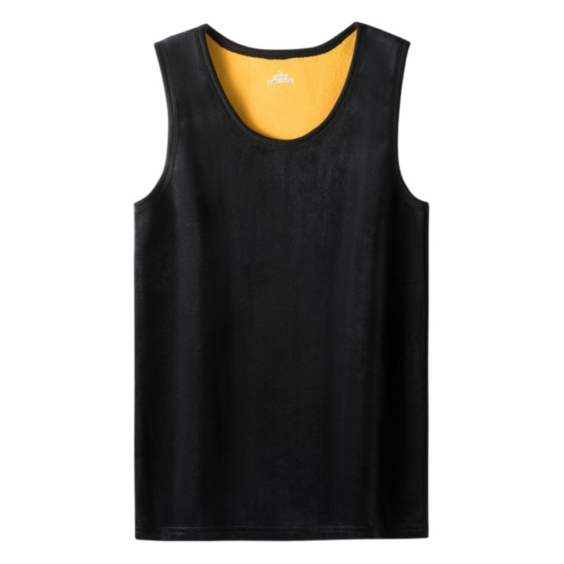 Picture of Men's gold velvet thermal vest fleece-lined thickened round neck bottoming underwear sleeveless autumn and winter inner vest