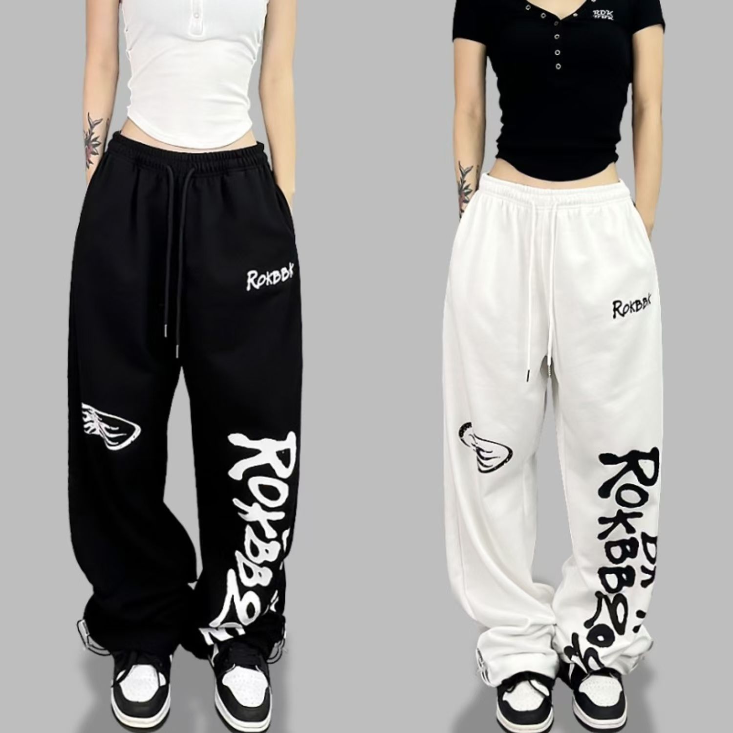 2025 Cross-Border Hip-Hop Wide-Leg Sweatpants Women's Jazz Street Dance Sports Pants American Loose Casual Pants Trendy