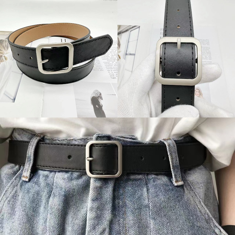 New Square buckle belt for women South Korea fashion all-Match belt Chic student casual retro Chic color buckle belt pants belt
