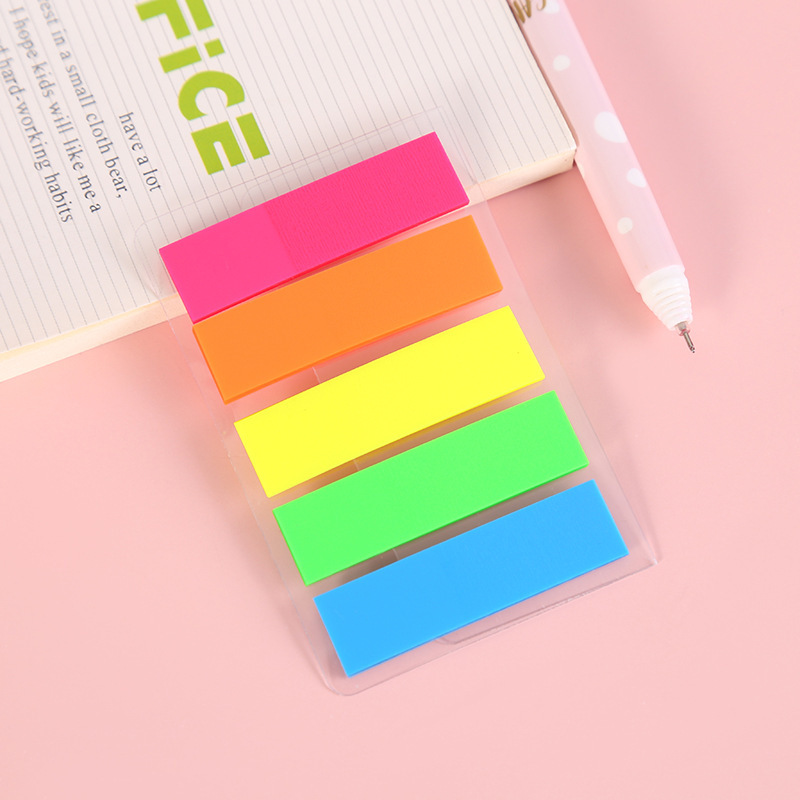 Picture of Fluorescent PET waterproof note sticker student pagination color transparent sticky note Arrow label indicator index sticker
