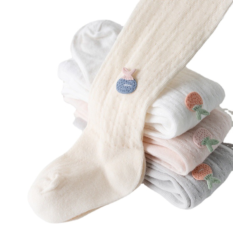 Picture of Summer Children's Pantyhose Striped Mesh Girls' Anti-mosquito Socks Cartoon Pineapple Baby Bottom Socks Baby All-in-one Socks