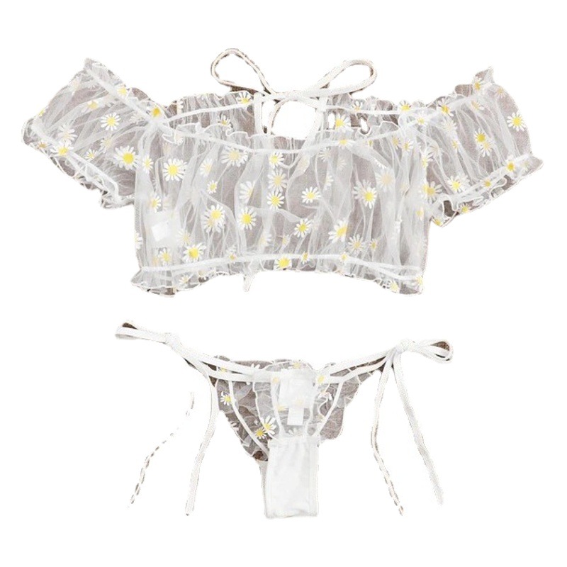 Cross-border Products New European and American Sexy Lingerie Sexy Flower Lace Split Two-piece Home Sexy Lingerie