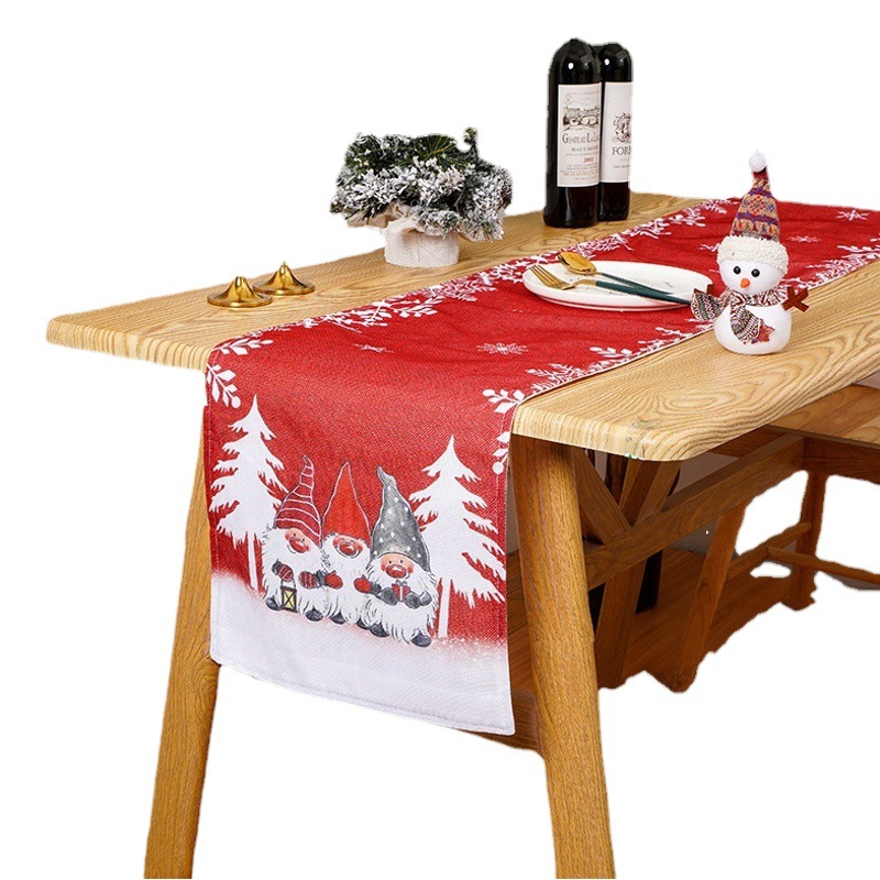 Cross Border Christmas Decorations Cartoon Christmas Forest Claus Tablecloth Holiday Hotel Restaurant Decoration Christmas Table Flag