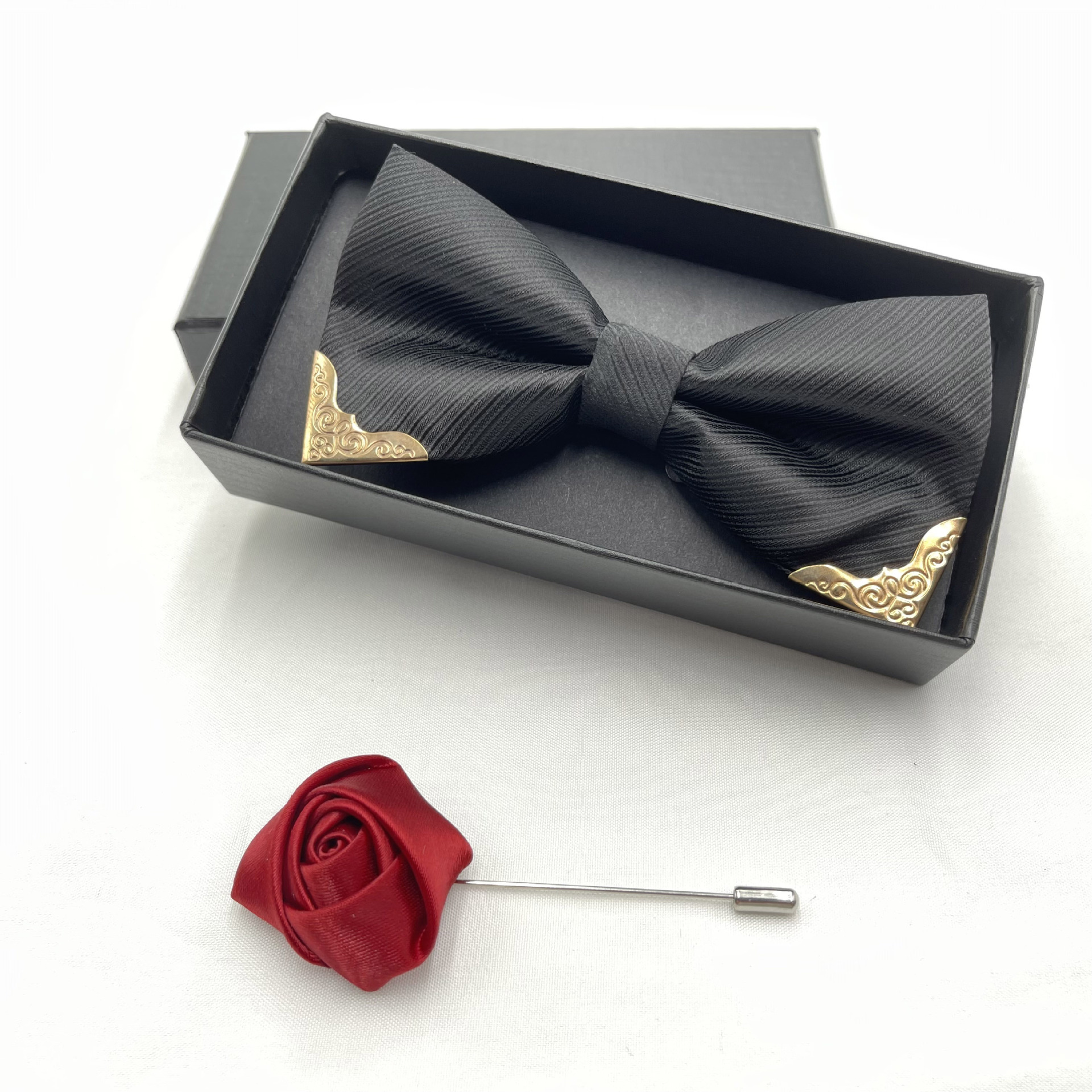 Picture of High-end wedding wedding bridegroom best man wine red British bow solid color men's bow tie formal suit trend