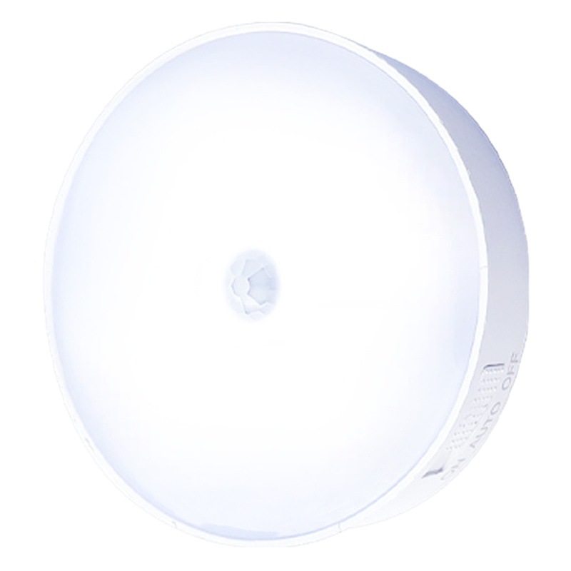 Round induction lamp home bedroom wardrobe aisle kitchen toilet USB charging smart human body induction night light