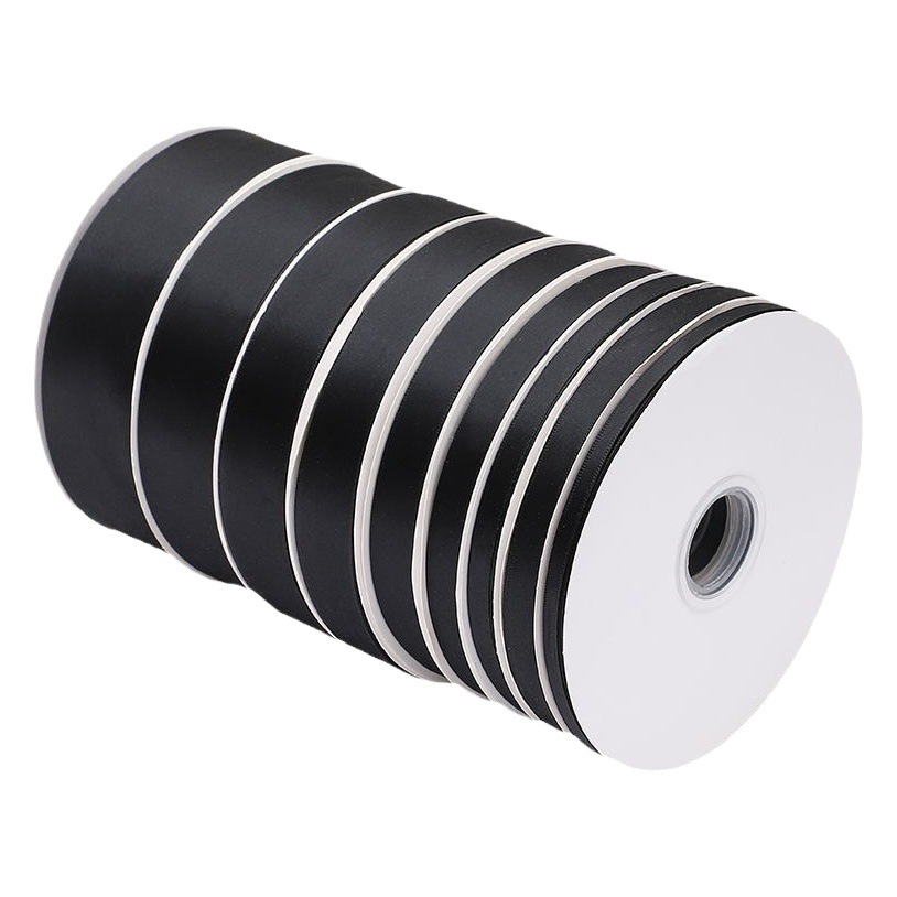 Factory wholesale 0.3 cm-5cm black encryption polyester band hair accessories gift packaging layout ribbon DIY bow