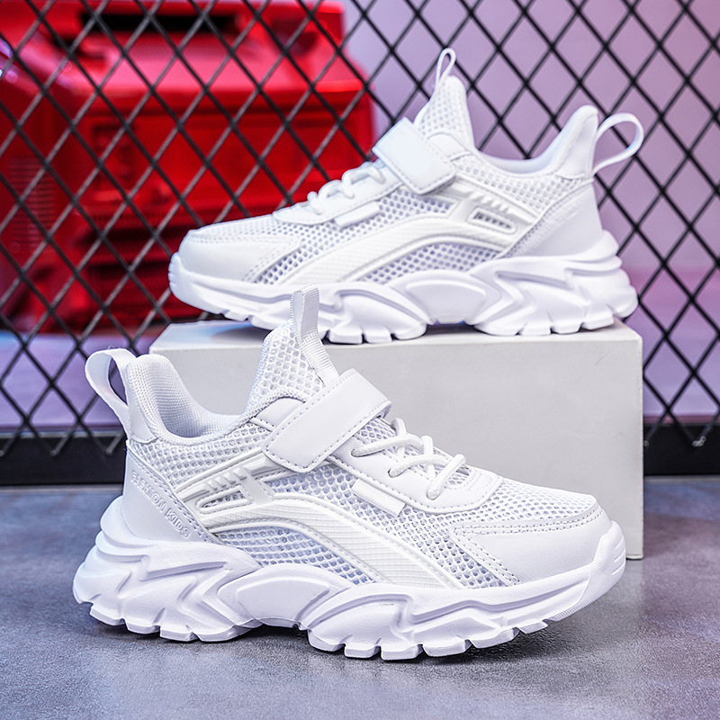 Boys Shoes 2024 Summer New Children's Boys Mesh Shoes White Shoes Breathable Mesh Sneakers for Students