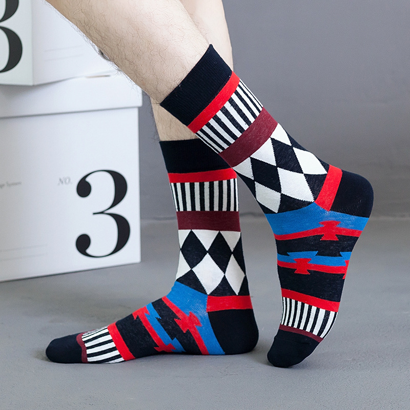Picture of 2024 New Socks Women's Autumn and Winter European and American Hip-Hop Trendy Mid-Tube Socks Function Pattern Casual Cotton Socks Spot Wholesale