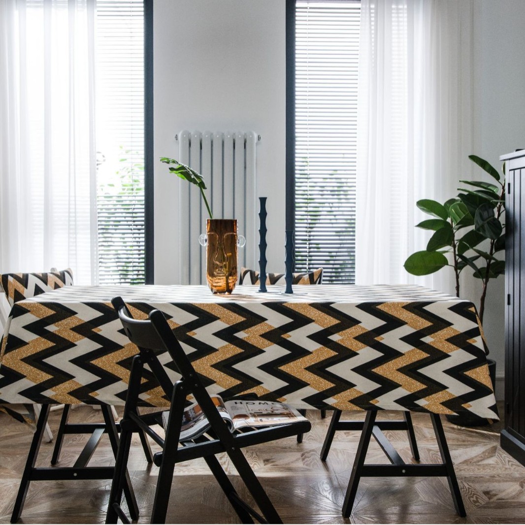 Picture of Yiman Qiyun Geometric Multicolor Printed Bohemian Style Living Room Household Tablecloth Printed Tablecloth Square Table