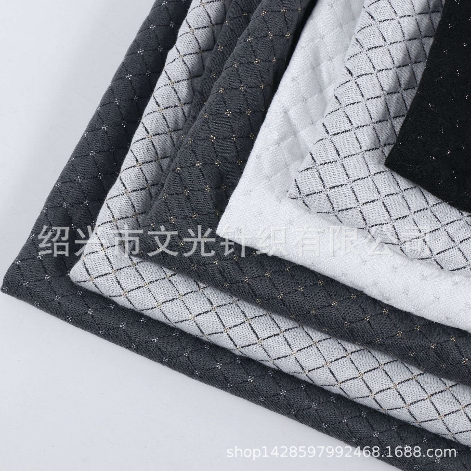 Hemp gray gold and silver silk checkered silk cotton two-color air layer jacquard jacket jacket fabric color pattern can be set