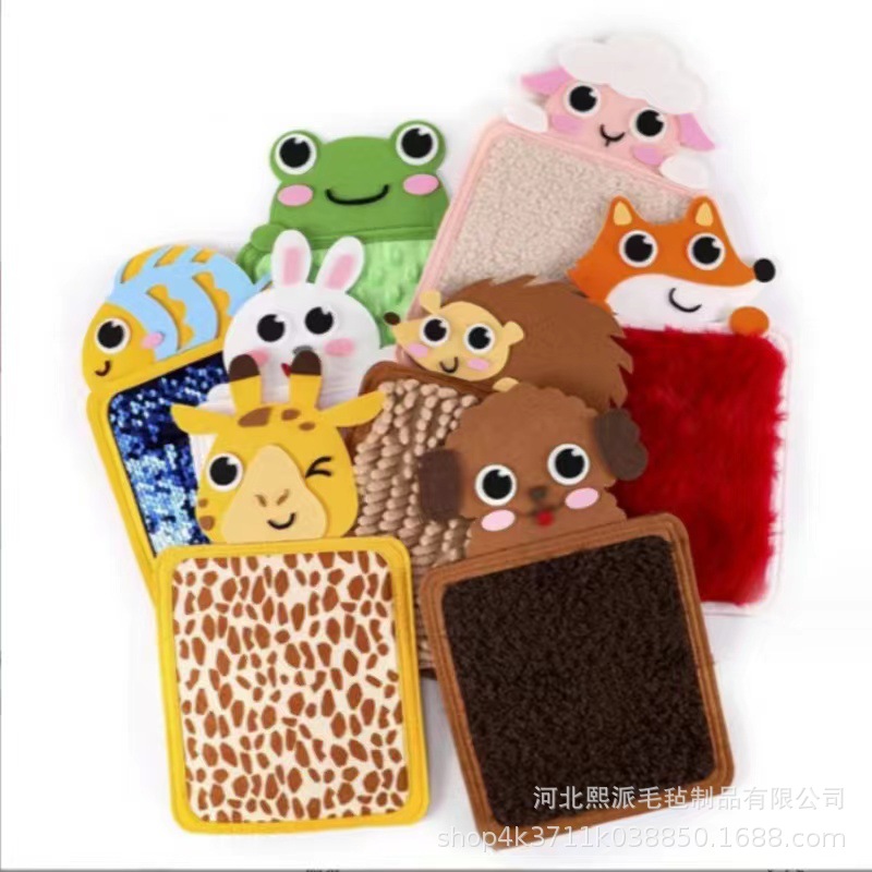 Felt Sensory Mat for Infants and Toddlers, Hand and Foot Exercise Tactile Mat, Animal Cognition Texture Hair Touch Mat, Educational Toy