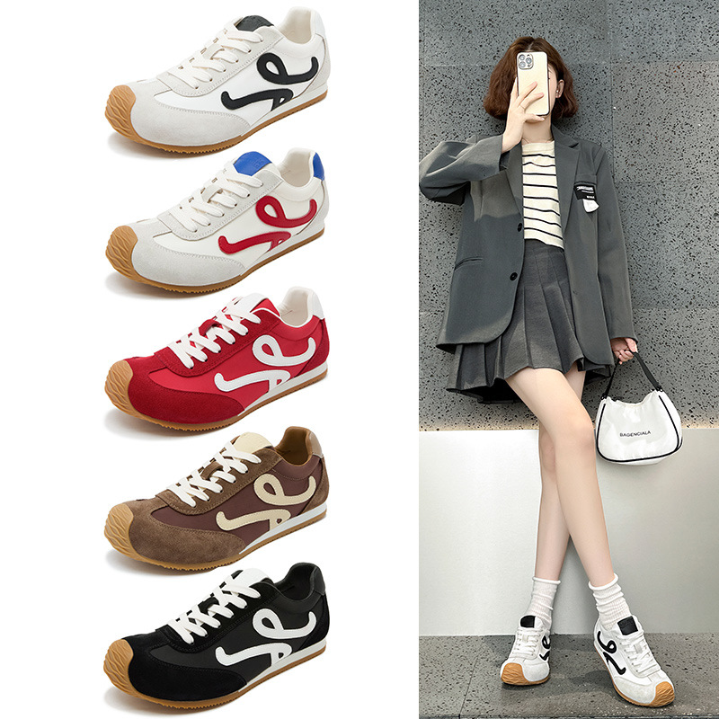 2025 Spring and Summer Yang Mi Explosions Same Sports Training Internal High-height Shoes Waffer Forrest Gump Shoes Casual Color-matching Ballet Shoes