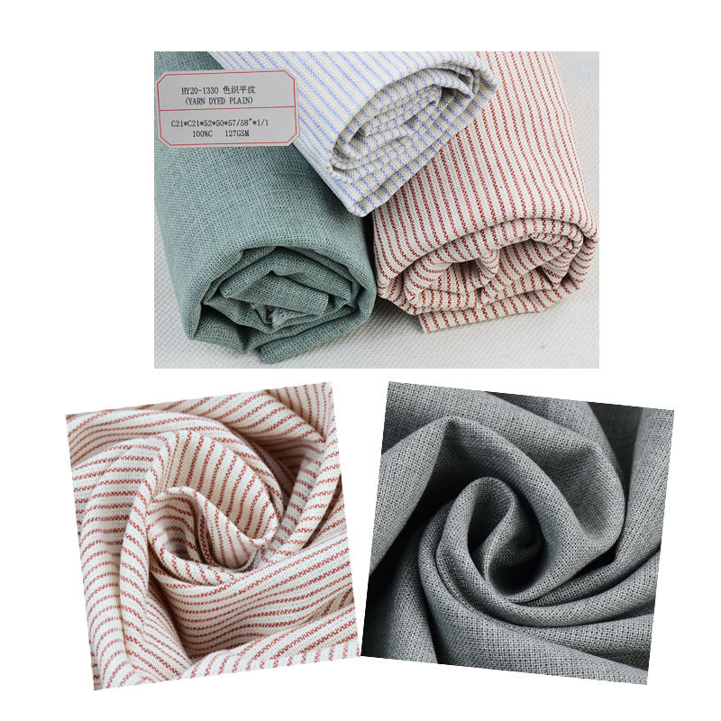 Wholesale pure cotton vertical stripe yarn-dyed plain fabric shirt fabric garment pocket fabric