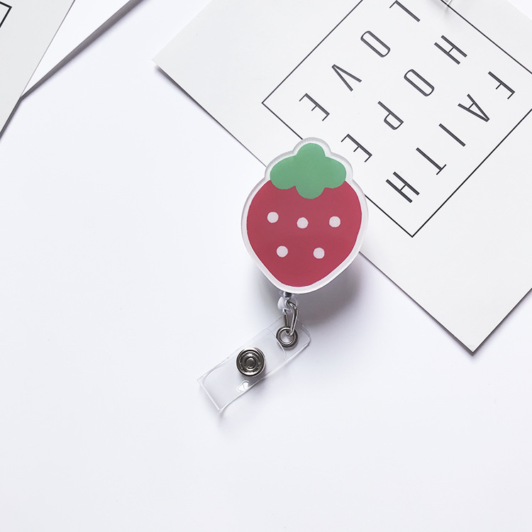 Picture of Retractable Easy Pull Buckle Cartoon Simple Small Flower ID Card Set Buckle Doctor Nurse Breast Card Work Card Clip