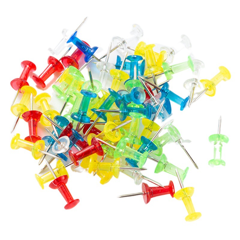 Yiwu transparent color I-shaped nail art creation painting thumbtacks cork plastic thumbtacks press nails press pins