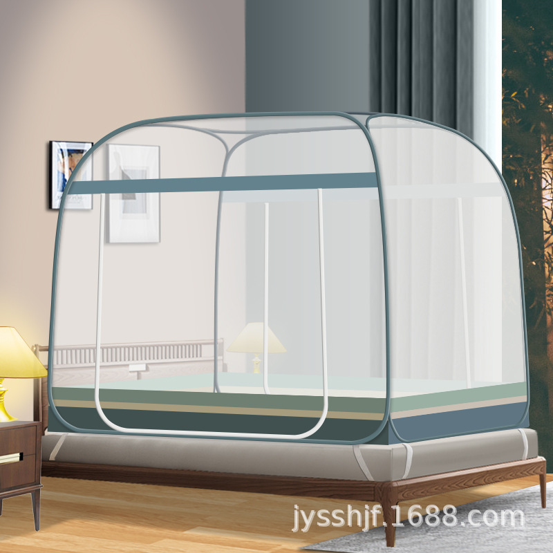 Picture of Summer New Mosquito Net Installation-free Yurt Tent Zipper Bottom One-piece Wire Trellis Foldable Household