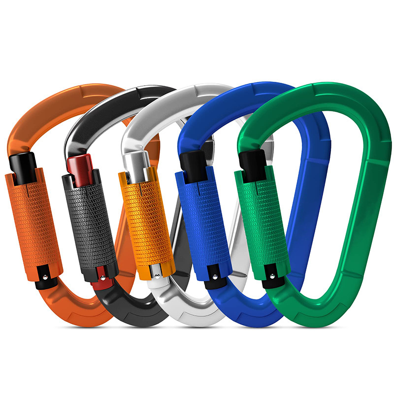 Picture of Aluminum magnesium alloy pear-shaped automatic main lock 25KN rock climbing mountaineering buckle automatic main lock D-shaped aviation aluminum alloy mountaineering